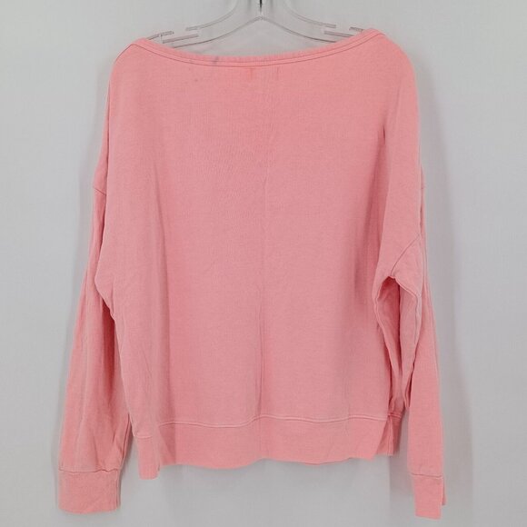SUNDRY Sz S (1) Pink Pullover Stretch Oversized Boat Neck Sweatshirt Comfort - Picture 7 of 14